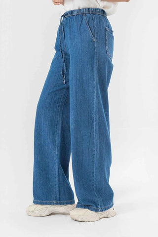 Relaxed Wide Leg Blue Denim Pants for Effortless Style and All-Day Comfort - Ecowears.pk