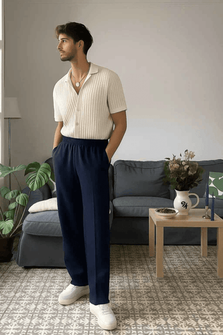 Royal Blue Stitch Trousers in Dark Blue for Stylish Comfort - Ecowears.pk