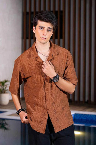 Rustic Brown Shirt - Textured Style for a Vintage Look - Ecowears.pk