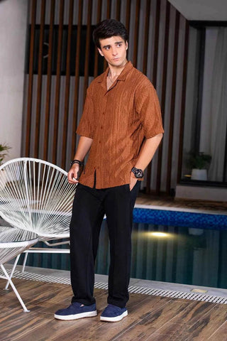 Rustic Brown Shirt - Textured Style for a Vintage Look - Ecowears.pk