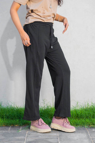 Shadow Luxe Wide-Leg Trousers - Black - Ecowears.pk