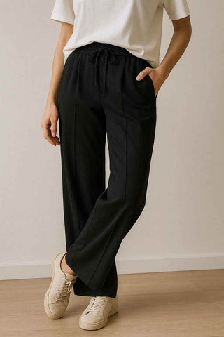 Shadow Luxe Wide-Leg Trousers - Black - Ecowears.pk