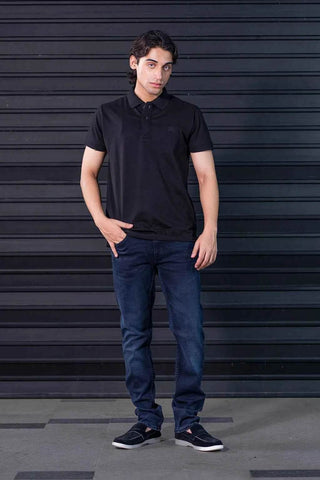 Solid Black Polo Shirt for Men - Ecowears.pk