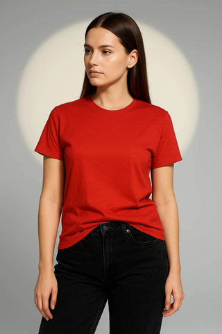 Women's Red Cotton T-Shirt – Classic Fit, Everyday Essential - Ecowears.pk