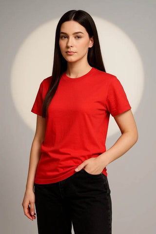 Women's Red Cotton T-Shirt – Classic Fit, Everyday Essential - Ecowears.pk