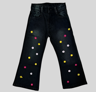 Girls Embroided Jeans- Black