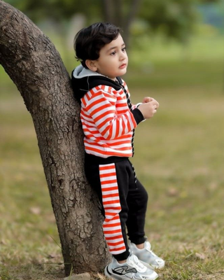 Winter Striped Hoodie Suit