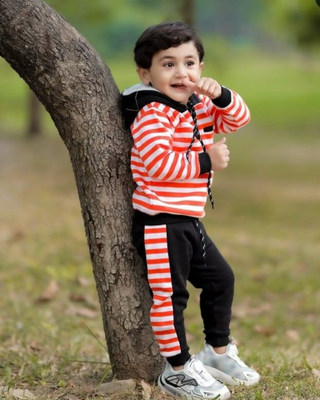 Winter Striped Hoodie Suit