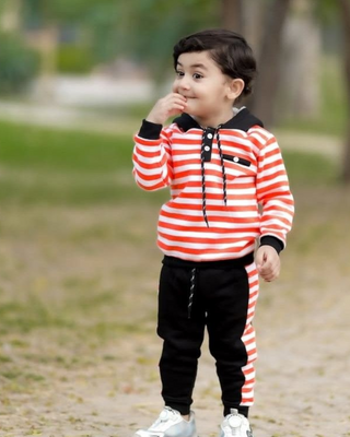 Winter Striped Hoodie Suit