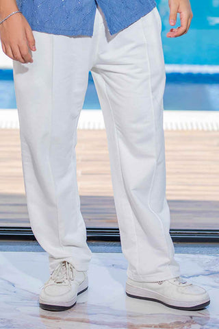 Side Profile Relaxed Trousers - White Comfort Fit - Ecowears.pk